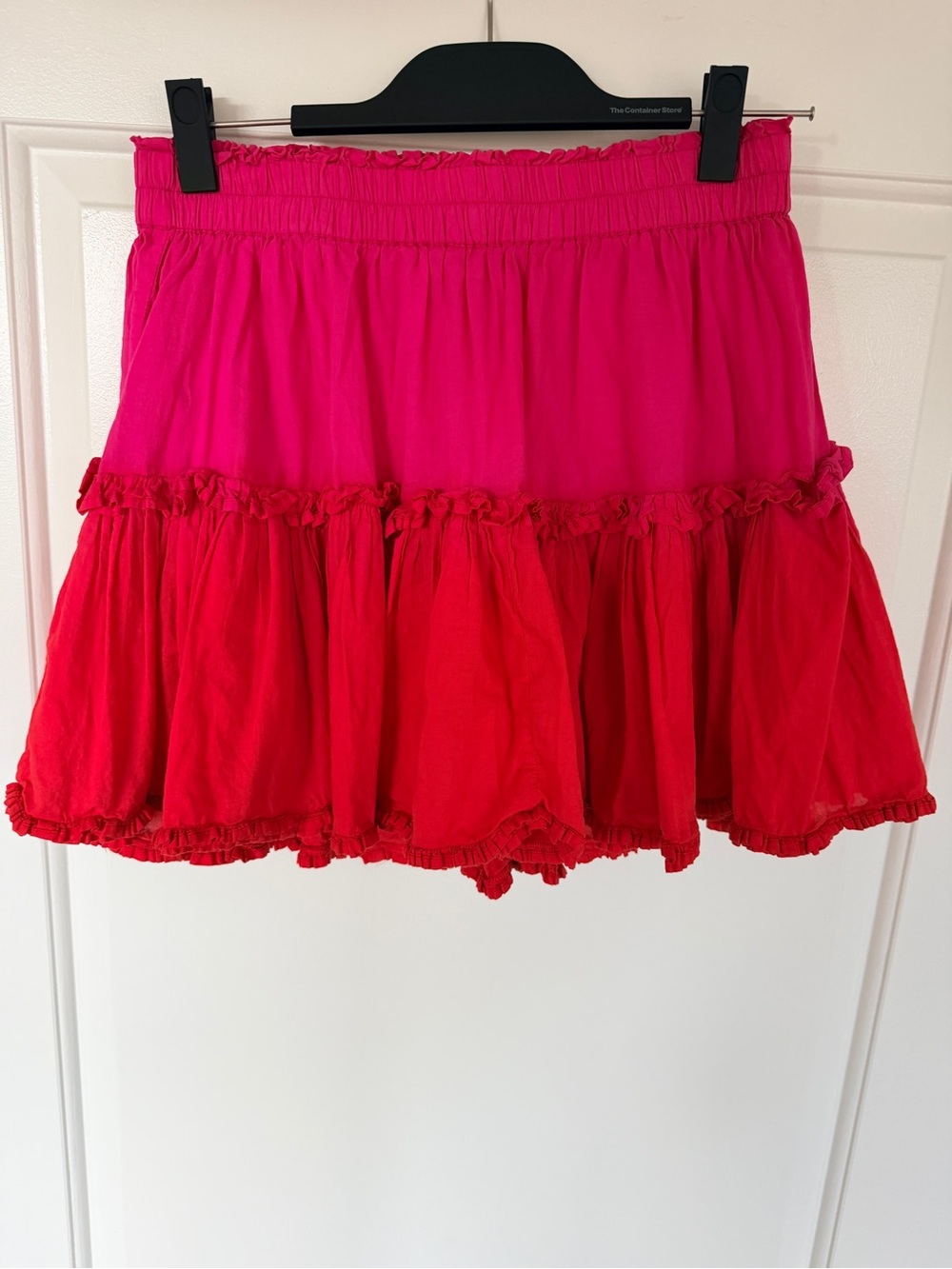Bershka Pink and Red Tiered Ruffle Mini Skirt